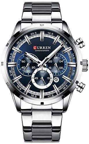 Curren 8355 Luxury Chronograph Quartz Watch – Stainless Steel Big Dial